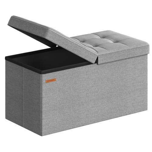 Image of SONGMICS 30 Inches Storage Ottoman, Foldable Bench with Flipping Lid