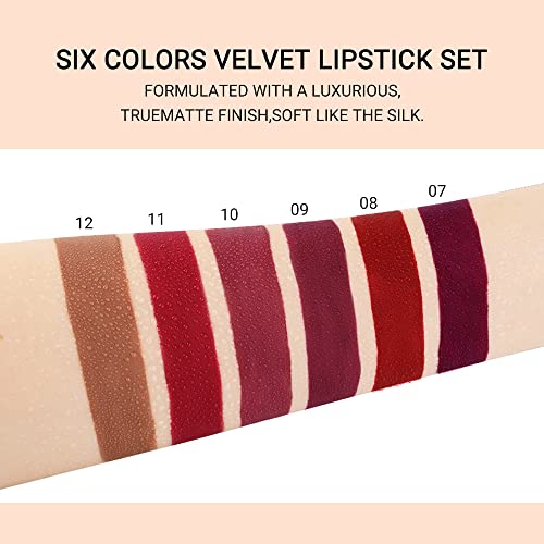 Evpct 6Pcs Dark Deep Red Purple Brown Mauve Silky Velvet Matte Liquid Lipstick Lip Gloss Set For Women Long Lasting 24 Hours Color Stay Lipstick Labiales Matte Larga Duracion Mate 24 Horas Originales #TOP4