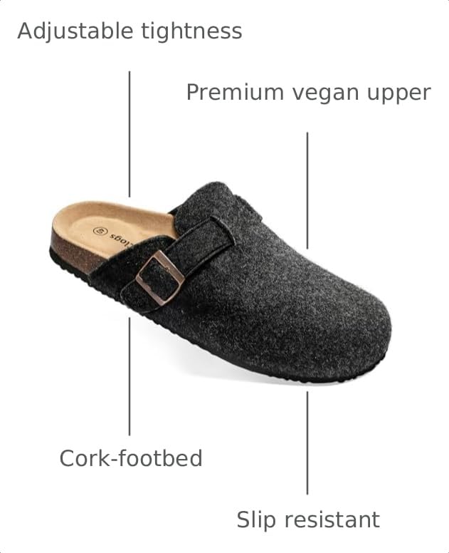 Image of BULLIANT Women Mules Clogs-Memory Foam Cushioned Cork Footbed-Fleece Lined | Unisex | Adjustable Fit | Memory Foam Cushioning | Wet-Resistant PU Shoes for Nurses & Housekeepers
