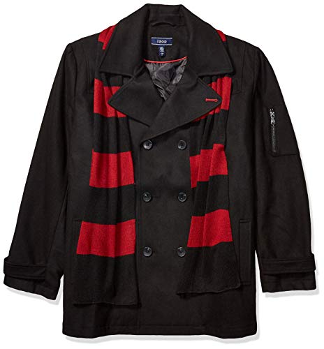 IZOD Men's Big & Tall Double Breasted Wool Peacoat, Black, 4X