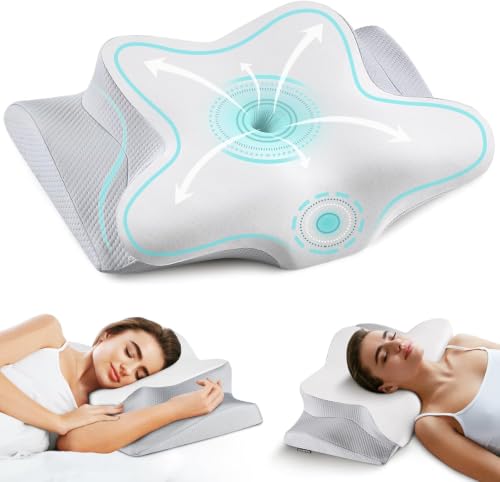 Image of Cervicac了Neck Pillow for Pain Relief - Ergonomic Side Sleeper Pillow for Neck Support, Contour Orthopedic Cervical Pillow for Sleeping, Cooling Memory Foam Pillows for Back Sleepers (Grey)