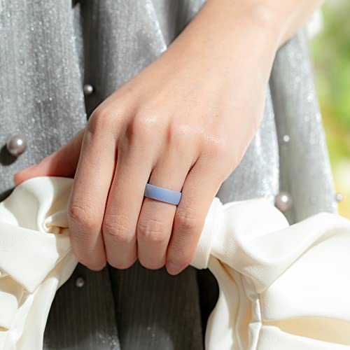 Saco Band Silicone Ring For Women - 6Mm Width 1.8Mm Thick (Black, White, Light Pink G, Hurer Green, Dark Blue B, Light Purple D, Lavender Purple 272C, Blue Grey 2108 - Size 6.5-7 (17.35Mm)) #TOP3