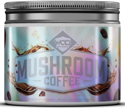 Mushroom Coffee - 60 Servings | Instant Arabica TrueStart Coffee with Lions Mane Chaga Reishi Cordyceps & Ashwagandha for Focus & Immunity | 240g Tub with Scoop | Made in the UK by WOD Powders