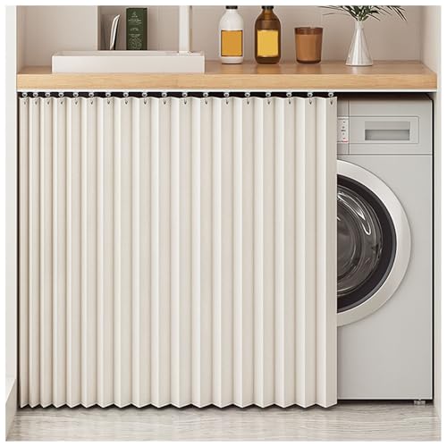 APMOE Tenda Corta per Finestra con Binario per Armadio da Cucina/Armadio/Bagno/Mobile Lavatrice, Beige, Curtain H 80cm/60cm track