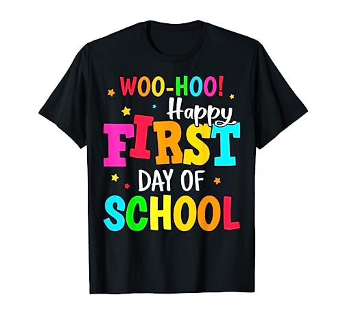 Felice Primo Giorno Di Scuola Ragazzi Ragazze Ritorno A Scuola Insegnante Maglietta