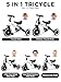XJD 5 in 1 Toddler Bike, Tricycle for Toddlers 1-3 with Adjustable Seat Height, Removable Pedals, Ideal Balance Bike Birthday Gifts and Toys for Boys and Girls (White)