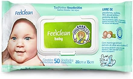 Toalhas Umedecidas Baby 50 Unidades com Tampa Flip Top, FeelClean