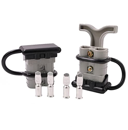 ANDCHIER 50 Amp 10-12 Gauge Battery Quick Connector 12-36V Battery Quick Disconnect Wire Harness Plug Kit Battery Quick Connector Disconnect Plug for Winch Trailer Electrical Motors (Grey)