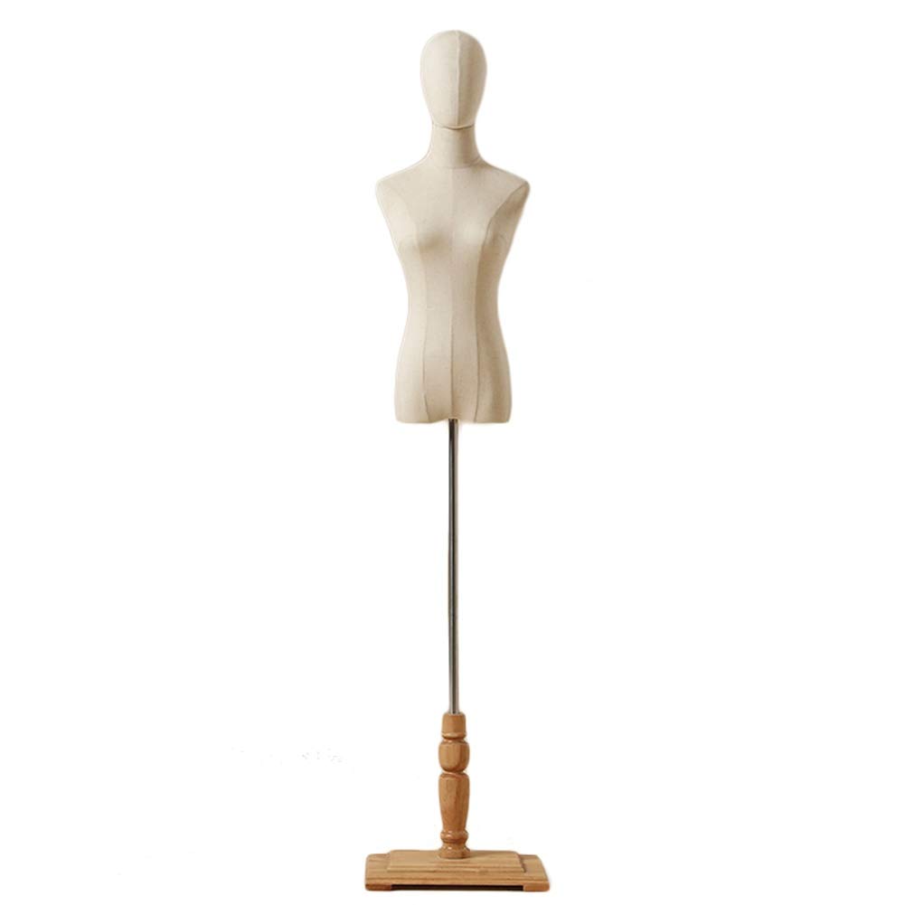 Forma de Vestido de Cuerpo de Torso de maniquí Femenino con Soporte de Madera Ajustable, para fotografía de exhibición de Ropa de Vestir de Pantalones, Beige (Color : Sin Brazos, Tamaño : S)