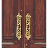 LoveNspire Designer Door Pull Handles Antique Gold Finish 11.7 Inches Pair of 2 Brass Door Knobs for Drawer, Shelf, Cabinet, Wardrobe, Almirah Housewarming Gift