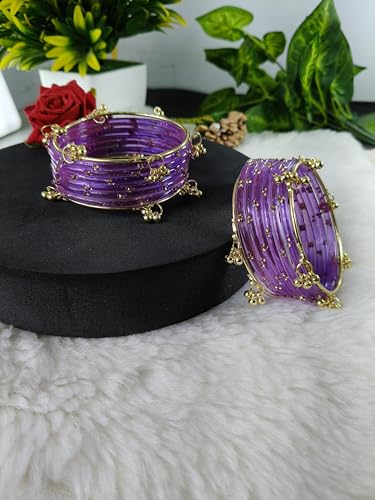Image of NMII Viral Multi Colour Glass Bangles with Golden Ghungroo Charms & Stone Work For Women & Girls | Fancy Designer Glass Bangle | Traditional Chudi | Kanch Ki Churi | Stylish Ghungroo Bangle For Women