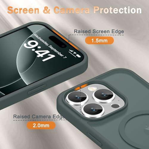 Image of YENAPOON for iPhone 15 Pro Max Case, Matte Magnetic Phone Cover [with 1 Screen Protector] [Support for MagSafe] [Shockproof Military Grade Protection] Translucent Frosted Back, Gray