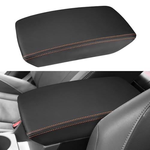 INTGET for 2026 Subaru Crosstrek/Impreza Accessories 2024 2025 Center Console Armrest Cover Leather Car Crosstrek Arm Rest Box Lid Middle Console Seat Cover Protector (Orange Stitches, 2024+)