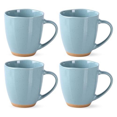 AmorArc 12oz Coffee Mugs, Ceramic Coffee Mugs set of 4 for Man, Woman, Dad, Mom, Modern Coffee Cups with handle for Latte/Cappuccino/Milk/Cocoa. Dishwasher&Microwave Safe, Blue
