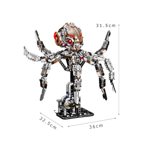 Image of SKY LINE OCEAN Mechanical Octopus Building Set - 1900+ PCS Light-Up Sea Animal Model, Powered & Manual Control STEM Construction Kit, Compatible Bricks Collectible Gift for Adults & Teens