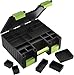 Gamegenic Game Castle - All-in-One Double-Sided Storage Case for Cards and Gaming Accessories, 19 Removable Trays in 5 Sizes, Ideal for Cards, Tokens, Dice and Tools, Black/Green Color, Made