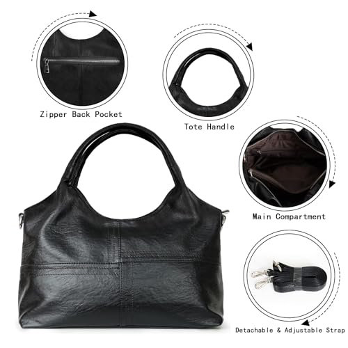 KOGTLA Medium Vegan Leather Purses for Women with Detachable Satchel Strap, Ladies Handbags, Tote Hobo Bags with Two-Handle - Image 5