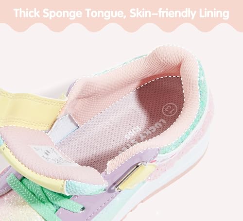 LUCKY STEP Kid's Glitter Fashion Sneakers Girls Sparkly Tennis School Slip On Shoes Walking Casual Party Dress Shoes for Toddler Children4