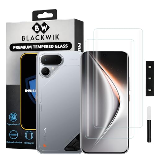 Image of Blackwik Premium Curved UV Tempered Glass For Tecno Pova Curve 2 5G Cellphone (Transparent, Pack of 2) Advanced Border Less Full Screen Coverage UV Screen Protector Guard With Installation Kit