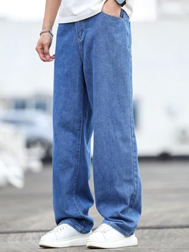 Image of KOTTY Men's Loose Fit Baggy Jeans - Relaxed Wide Leg Denim with Fashionable Urban Streetwear Look