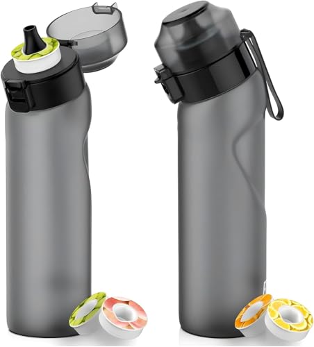 Joyzzz Water Bottle with Flavor Pods Black Scented Water Cup with 2 Fruit Fragrance Pods Air Up Water Bottle for Gym and Outdoor Sports Leak Proof BPA Free Air Up Water Bottle