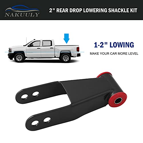 2" Rear Drop Lowering Shackle Suspension Kit Compatible with 1988-1998 Chevy - GMC C1500/C2500 1988-2019 Silverado Sierra 1500 Replaces # 410520 - Image 4