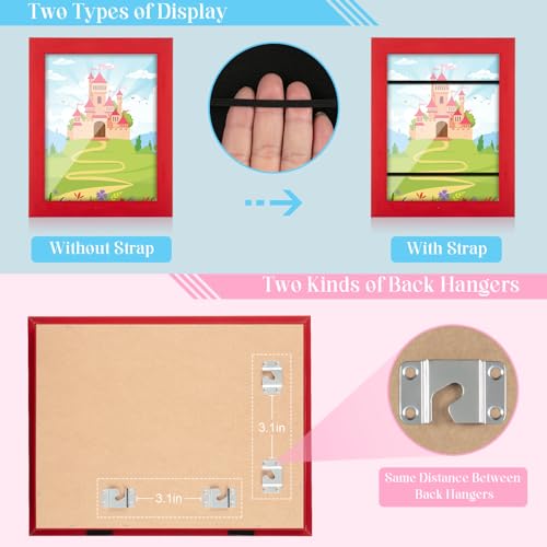 Image of [2-Pack] Kids Art Frames, 8.5x11 Front Opening Kids Artwork Frames Changeable, Red Artwork Display Storage Frame for Wall, Holds 50 Pcs, for 3D Picture, Crafts, Children Drawing, Hanging Art,