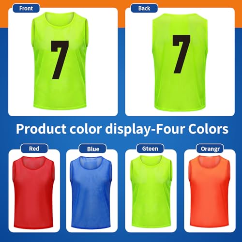 Image of 12 /24 /48Pcs Soccer Pinnies Youth, Scrimmage Team Practice Vests | Mesh Printed and Unprinted Numbers Team Pennies for Basketball Soccer Football Bibs Adults Kids