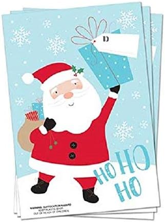 Festive Wonderland Pack of 3 Giant PVC Plastic Christmas Santa Sacks - Santa Claus & Gift 30" x 20"