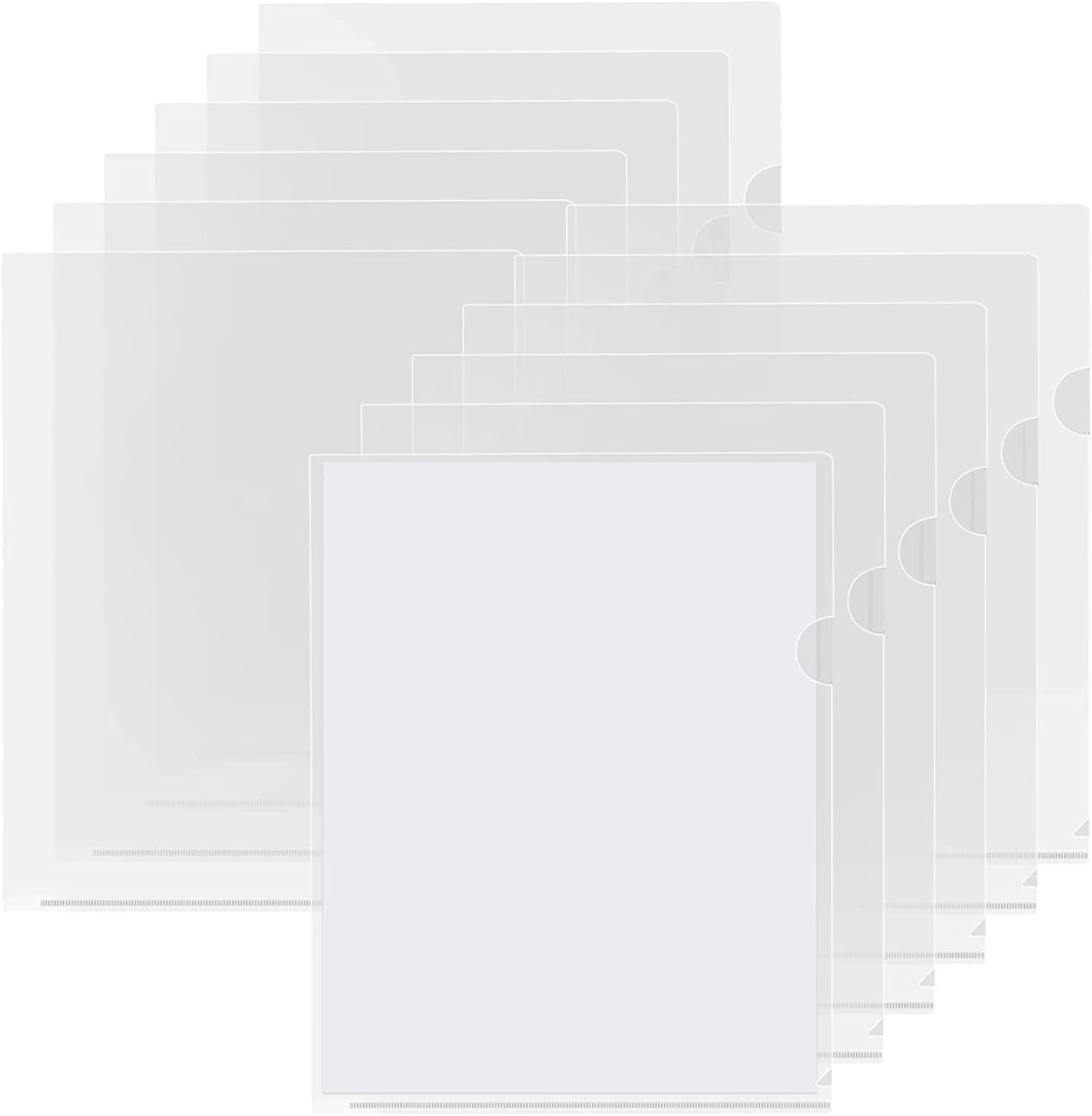 60 carpetas de archivos de plástico, bolsillos transparentes para proyectos, fundas de plástico transparente, carpetas de documentos tipo L, protectores de hojas de papel para oficina