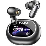 TOZO NC20 Pro Active Noise Cancelling Wireless Earbuds with Smart Touch Screen, LDAC Hi-Res Audio, Stereo Bass, 6 Mics AI Call Ear Buds, 80H Playtime, IPX8 Waterproof, 32 EQ via App, Wireless Charging