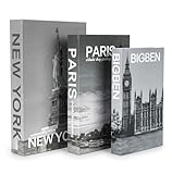 Feruchun Dekorative Bücher für Heimdekor 3er Set,Deko Bücher mit Stauraum,Deko Buch Aufbewahrungsbox,Buchattrappe Box für Wohnzimmer Büro Bücherregal (STIL 2)