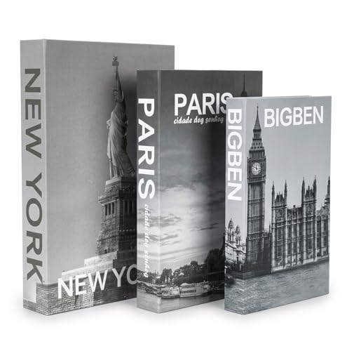 Feruchun 3 Pièces Faux Livre Decoration,Faux Livres Decoratifs,Livre Boite de Rangement pour...