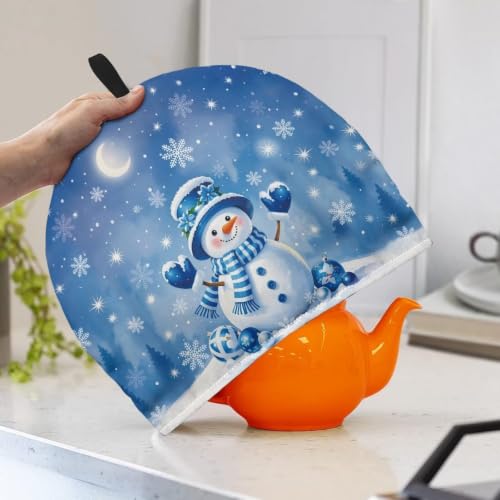 Image of Winter Snowman Teapots Dust Cover Insulated Tea Cozy for Teapot Tea Kettle Cover Breakfast Insulation Lid Warmer Kitchen Coffee Table Christmas Decorative Accessories