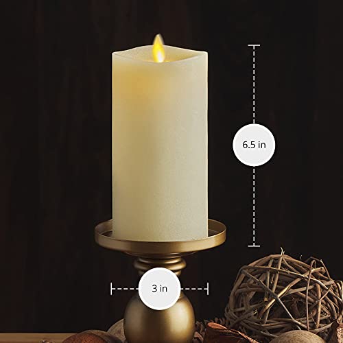 Image of Luminara - Flameless LED Battery Operated Flickering Pillar Candles - Ivory - Pack of 1-3x6.5 - Realistic Moving Flame Real Wax Indoor /Outdoor Decor
