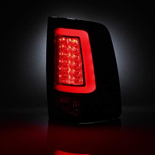 AKKON - For [C-Shape LED Light Lube] 2013-2018 Dodge Ram Pickup Truck (DS/DJ/D2) Black Smoked Tail Lights Rear Brake Lamps Pair