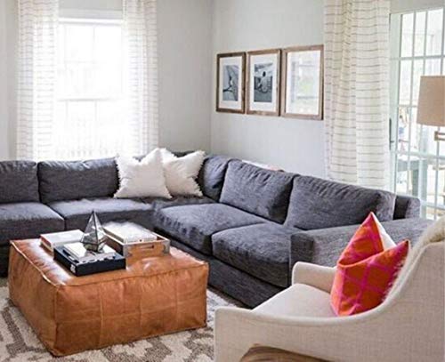 The Tannery Leather Ottoman Pouf Sofa Ottoman Chair Leather Ottoman Sofa Square Leather Handmade Leather Stool Leather Coffee Table With Stuffed 30X30X16 Inch #TOP2