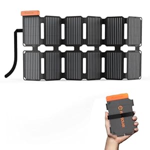Flexsolar 36W Mini Faltbares Solarladegerät,Wasserdichter E-Film Solarpanel Tragbares mit USB-A/USB-C/DC Anschlüsse für Power Stations, Smartphones, Tablets, Powerbanks Outdoor Camping Notfall