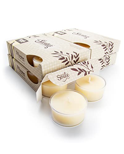 Vanilla Bean Premium Tealight Candles Bulk Pack - 24 Beige Highly Scented Tea Lights - Beautiful Candlelight - Made in the USA - Bakery & Food Collection
