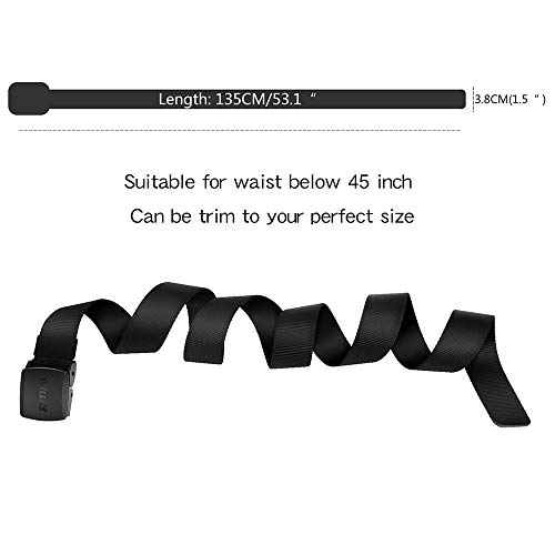 Men Belts, Nylon Canvas Waist Belt with YKK Plastic Buckle for Jeans, Trouser Belts(Black)