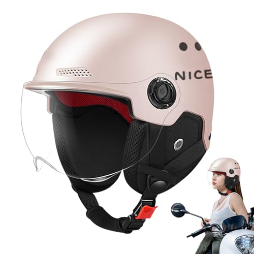 Celmets Visor: Casco De Carretera, Cascos De Scooter Eléctricos Resistentes, Cascos De Motocicleta 3/4 con Visera Transparente, Cascos De Skateboard Adultos para Ciclismo