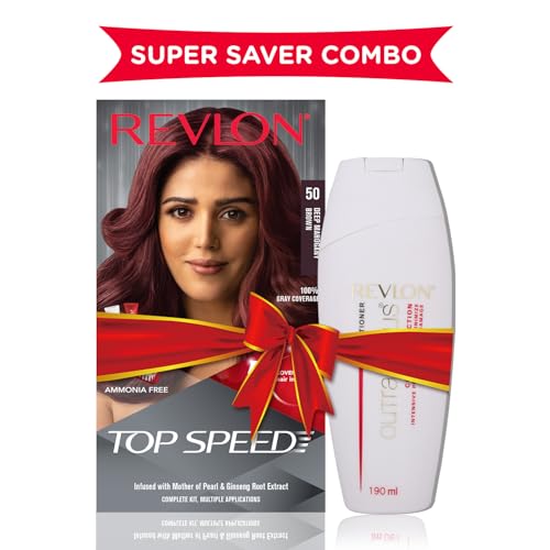 Image of Revlon Top Speed Hair Color For Woman - Deep Mahogany Brown 50 (with Outrageous Conditioner 190 ml)