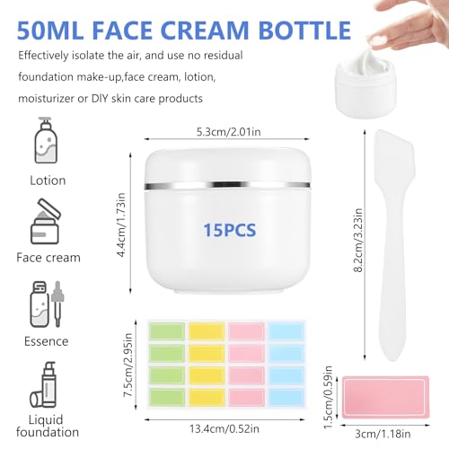 15 Pcs Cosmetic Sample Jars with Lids, 50 ML Empty Plastic Cosmetic Jars with Lids - Image 2
