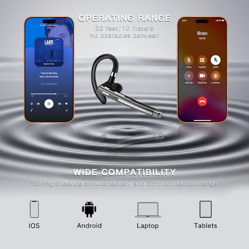 Bluetooth Headset, 100Hrs Bluetooth 6.1 Earpiece, HD Audio, Mute Button - image 7