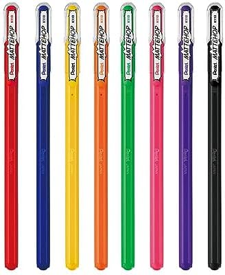Stylos Gel Pentel Mattehop - Lot De 4 Couleurs Vives (jaune, Vert, Rose, Bleu) - Encre Mate Super Pigmentée