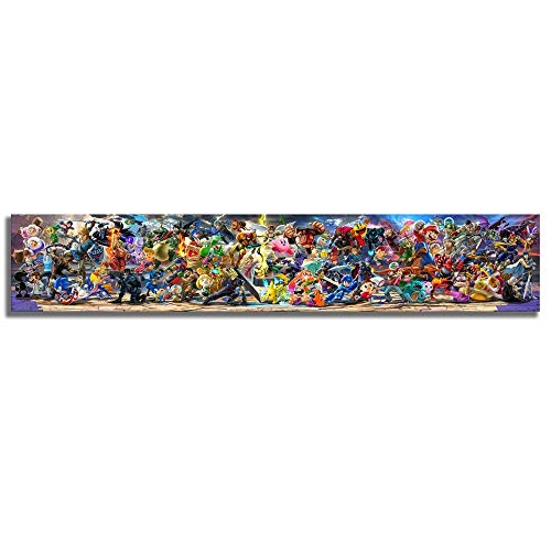 Póster de Super Smash Bros Ultimate Update Art Video Game Póster de dibujos animados para decoración del hogar, 60cmx300cm Unframed