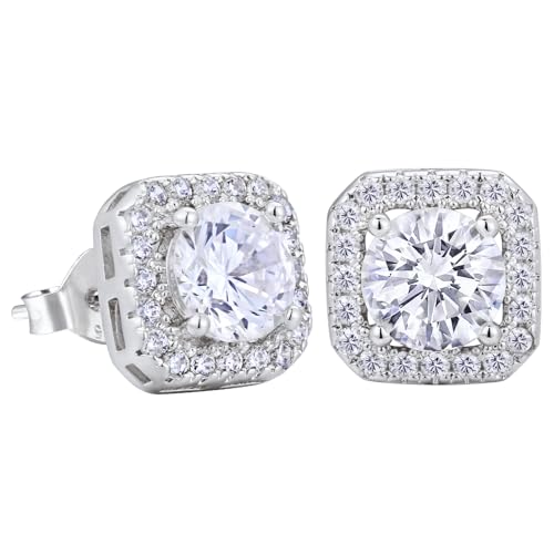 VEXXS Diamond Stud Earrings for Men, S925 Sterling Silver 14K Real Gold Plated Iced Out Earrings Micro Pave 5A CZ Stones Men’s Studs, Hypoallergenic