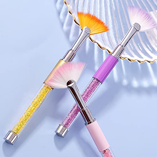 Silpecwee 3Pcs Fan Brushes For Acrylic Nails Ombre Nail Brush Dip Power Glitter Brush Makeup Glitter Nail Clean Up Brushes Nail Polish Brush Nail Pen Nail Art Brushes Manicure Brush Nail Art Tools #TOP3