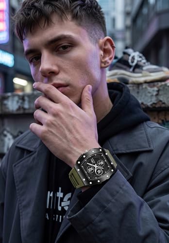 Image of V2A Impact-TERRAX 3105 Analog-Digital Watch for Men | Bold Tonneau Design with Multi-Display Dial | 50M Waterproof Sports Watch | Countdown, Alarm & Stopwatch