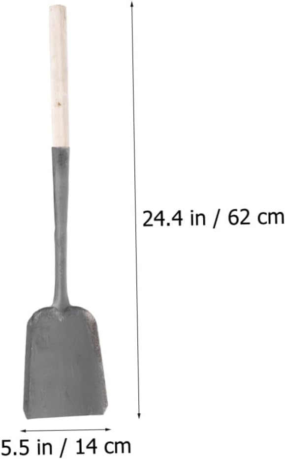 Long-Handle Stove Ash Shovel with Wooden Handle, Large Fireplace Coal Scoop for Fire Pit and Burning Stove Cleaning, Multi-Functional Fireplace Scoop for Home Use
